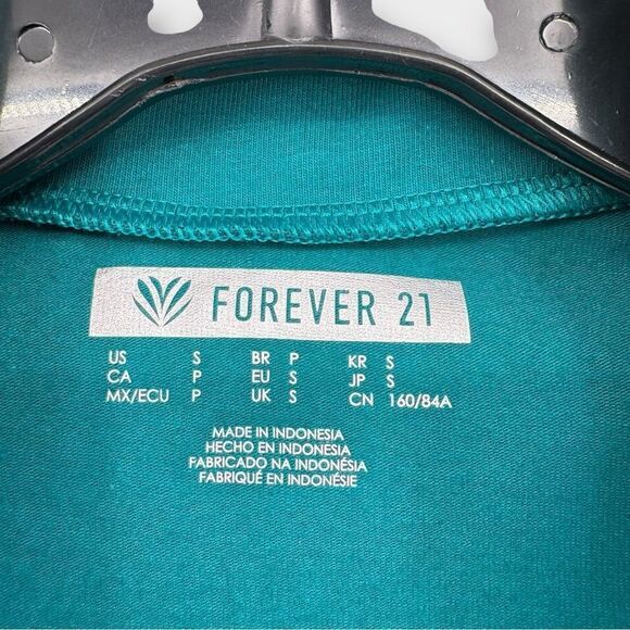 Forever 21 Cropped Full Zip Sweatshirt Jacket in Teal Women’s Size S - Picture 6 of 9